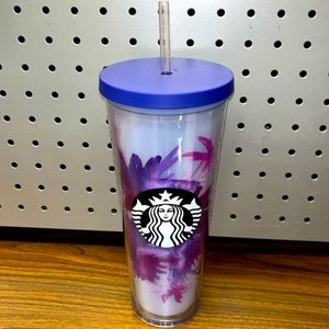 Starbucks 2017 lavender watercolor flower plastic tumbler  used ones